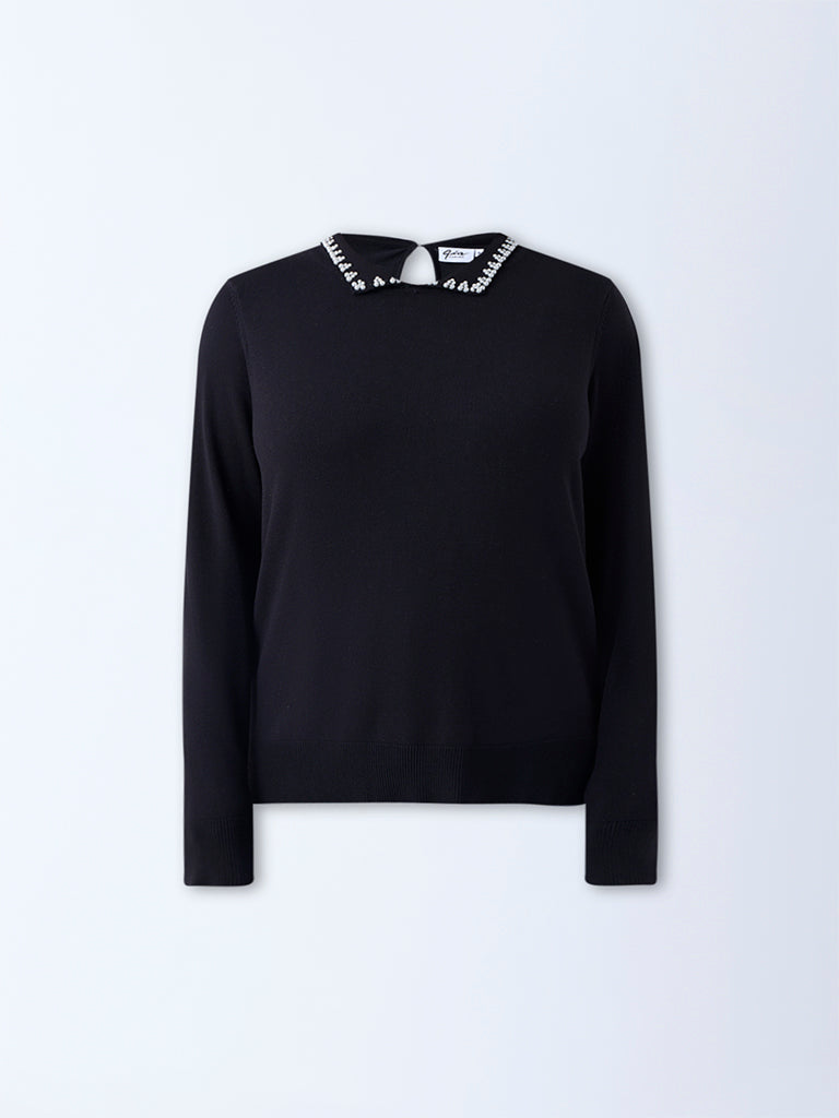 Gia Black Pearlescent Top