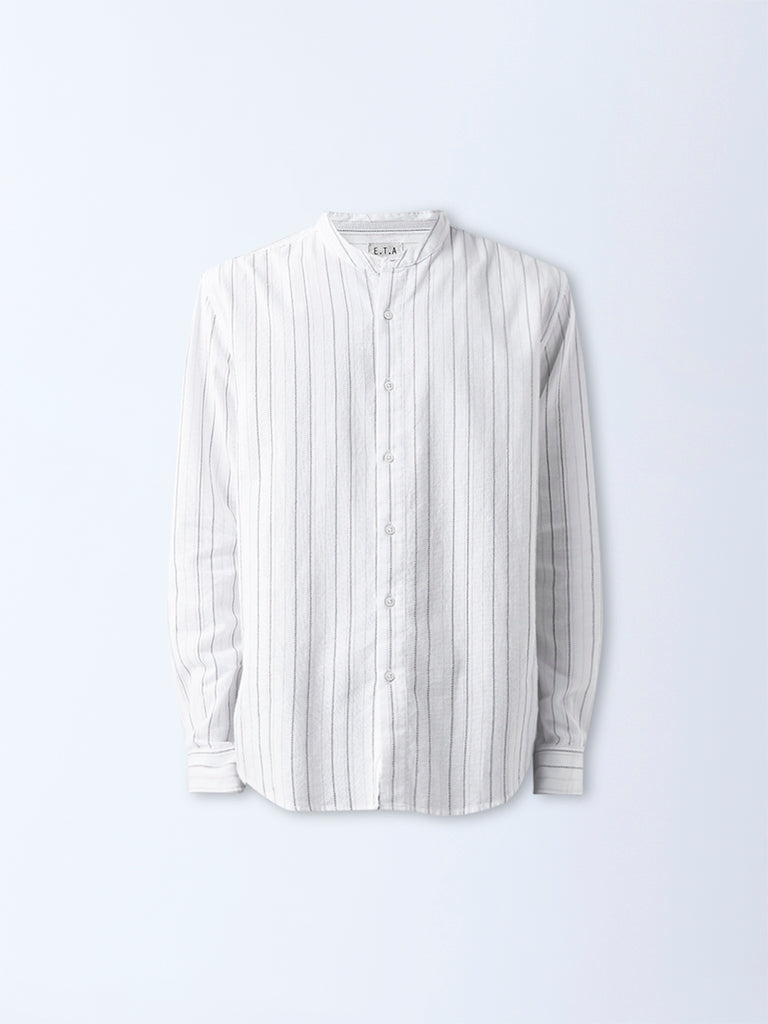 ETA White Striped Relaxed-Fit Cotton Shirt