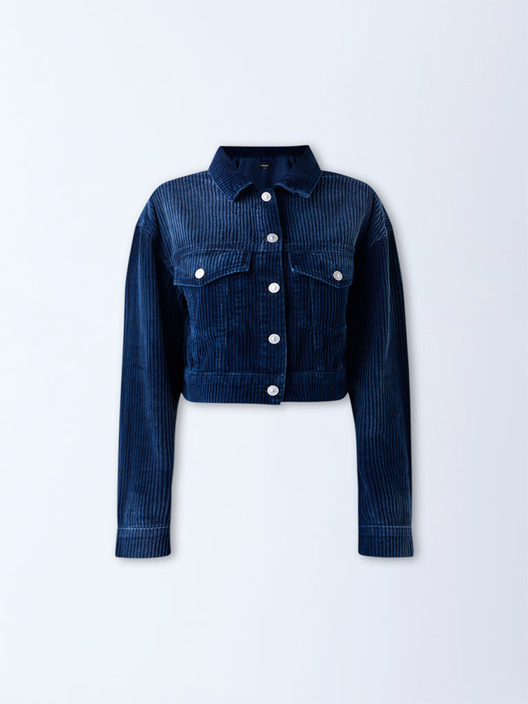 Nuon Dark Blue Corduroy Cotton Jacket