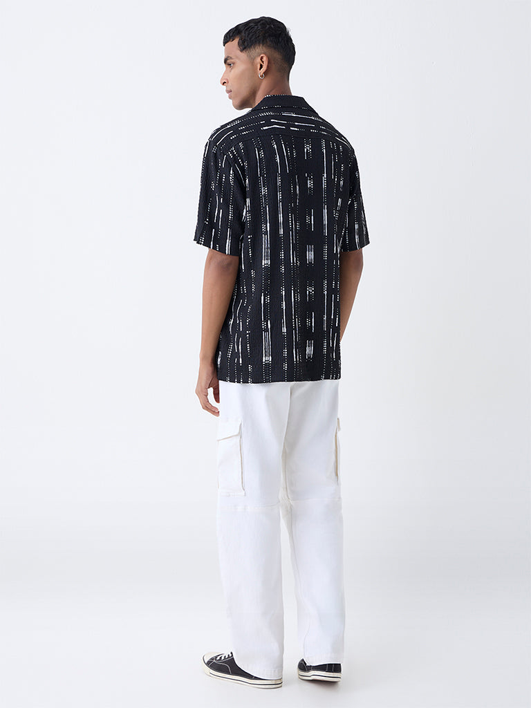 Nuon Black Abstract Design Relaxed-Fit Shirt