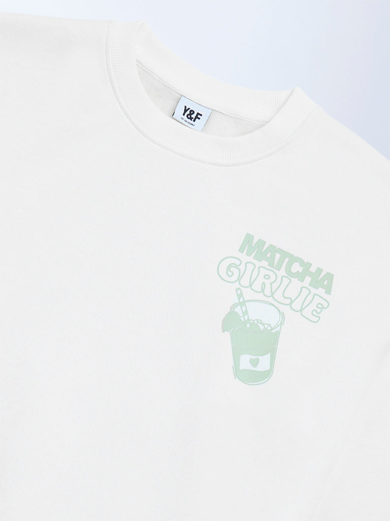 Girls Off-White Printed Cotton-Blend Sweatshirt