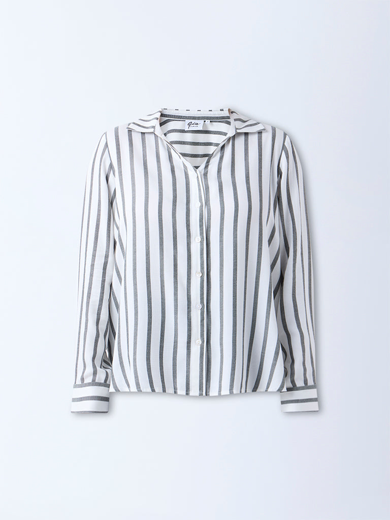 Gia White Striped Shirt