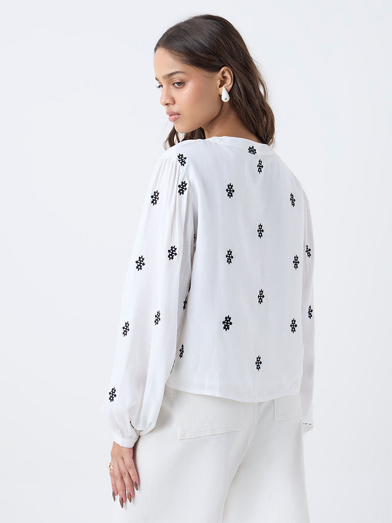 LOV White Embroidered Blouse