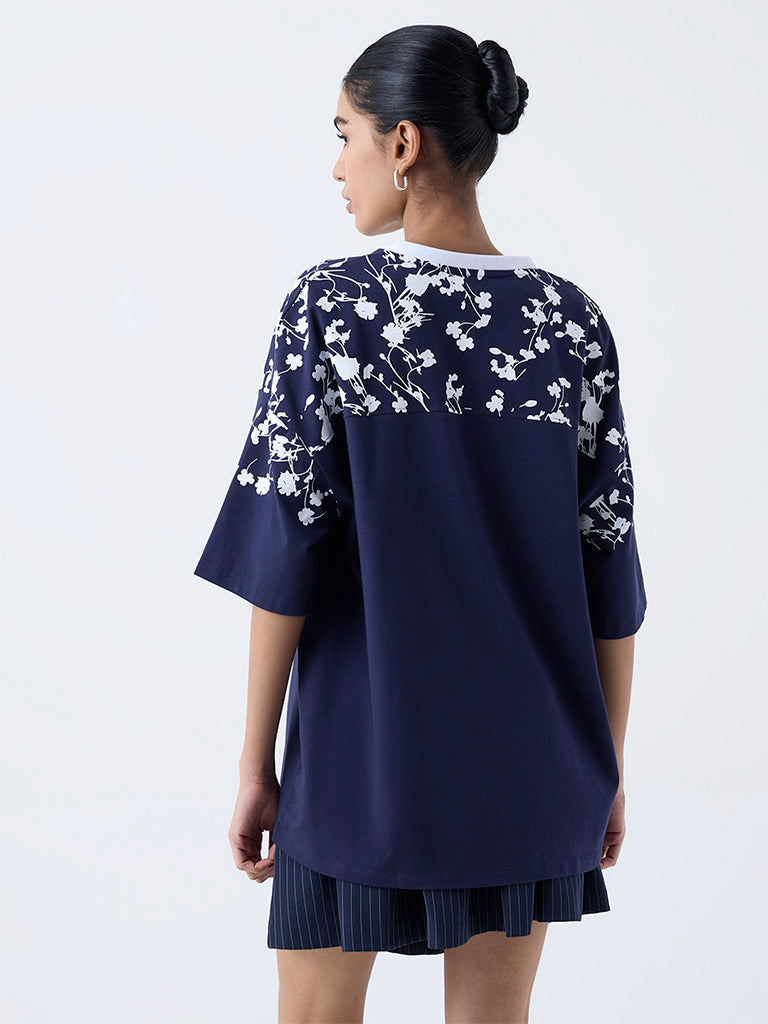 Nuon Navy Printed T-Shirt