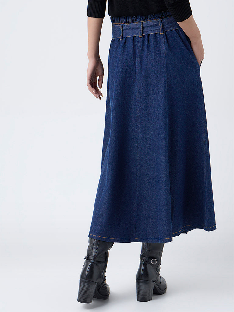 LOV Dark Blue High-Rise Denim Skirt