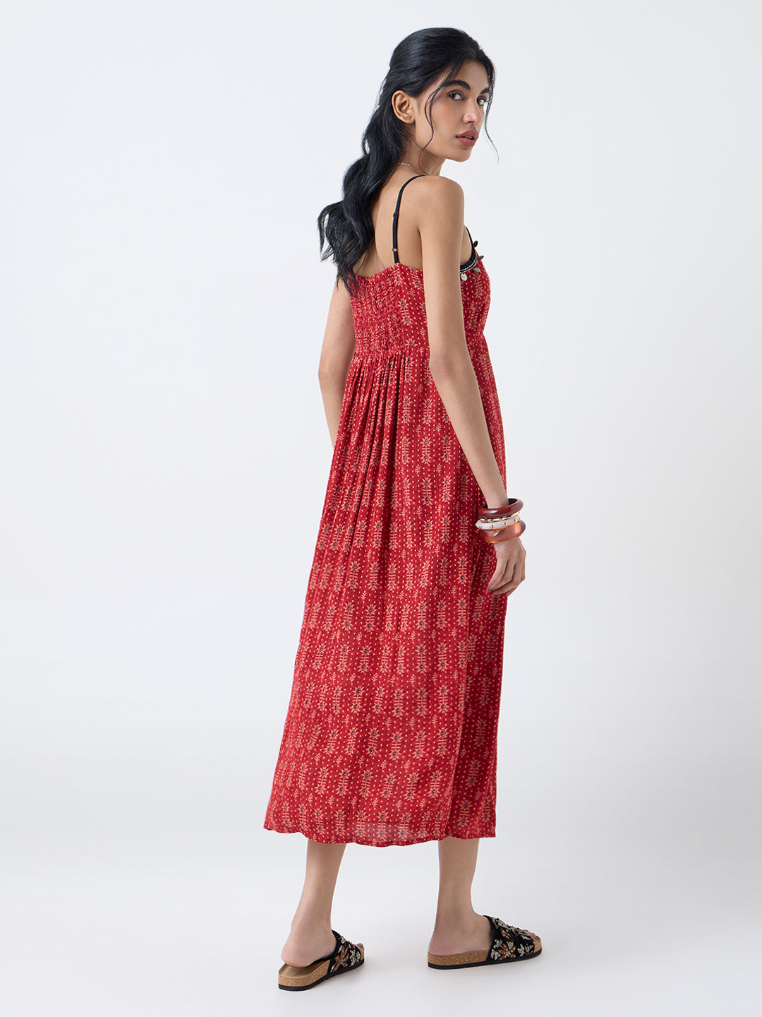 Bombay Paisley Red Printed Empire A-Line Dress
