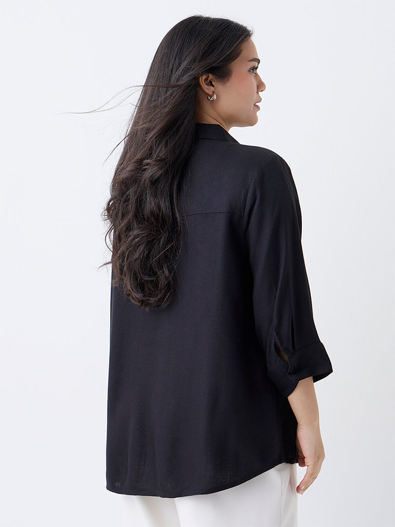 Gia Black Embroidered Shirt