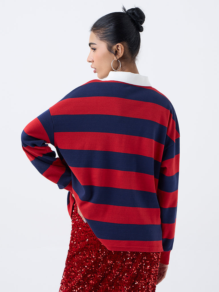 Nuon Navy Striped Cotton Sweatshirt