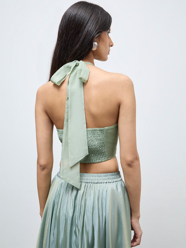 Vark Mint Embellished Halter-Neck Top