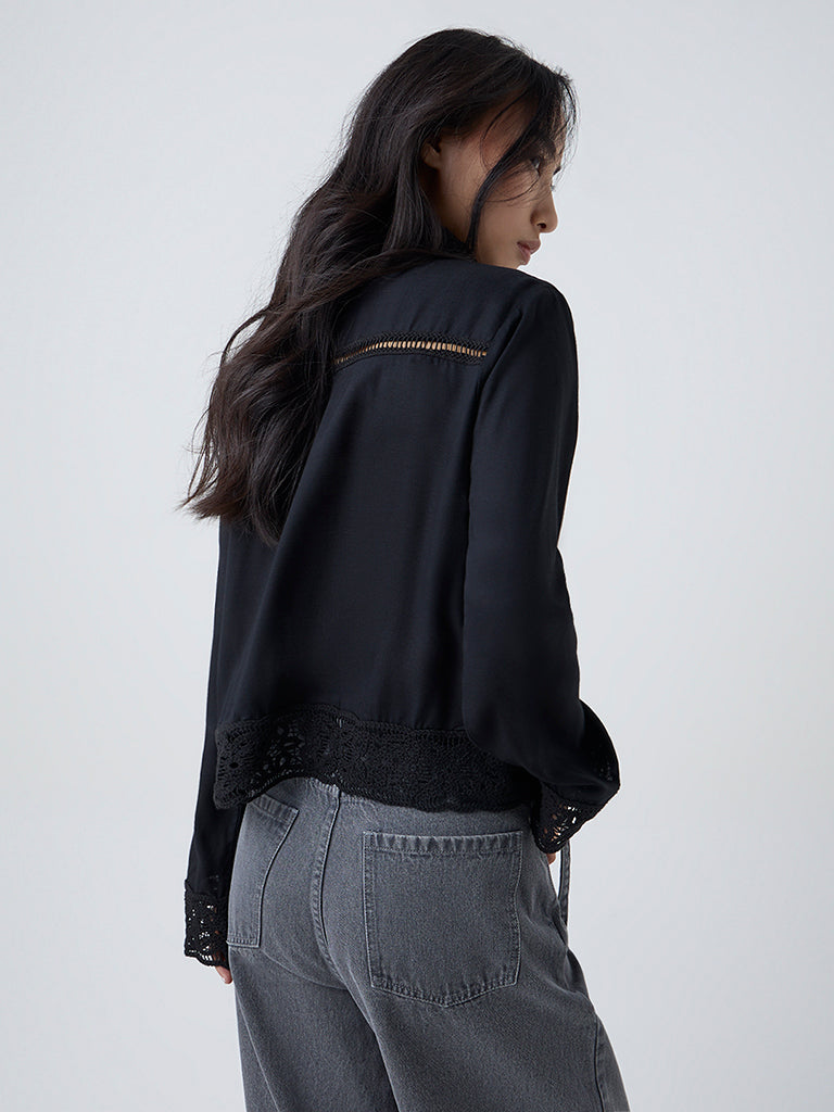 LOV Black Lace Detailed Shirt