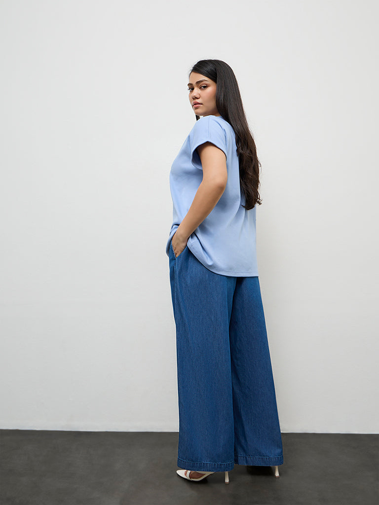 Gia Dark Blue High-Rise Denim Trousers