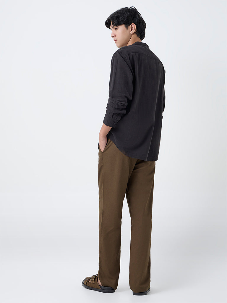 ETA Dark Brown Relaxed-Fit Mid-Rise Cotton Chinos