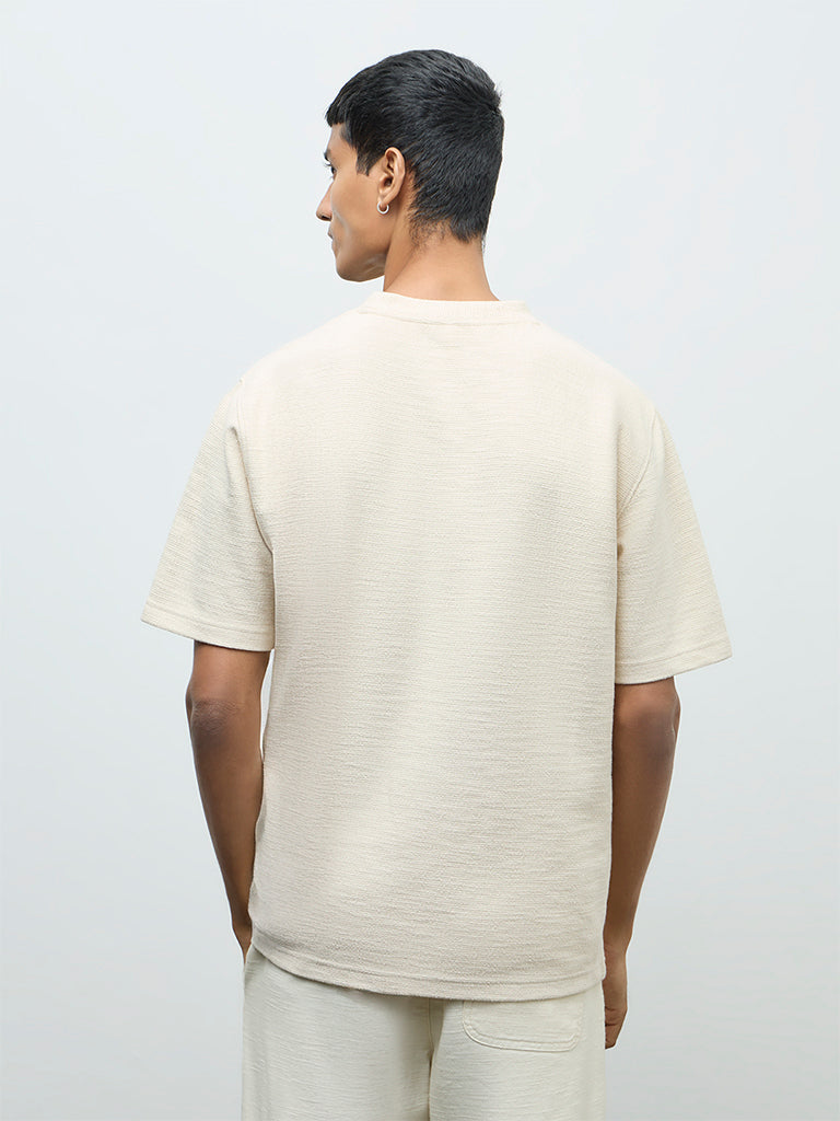 ETA Cream Textured Relaxed-Fit Cotton-Blend T-Shirt
