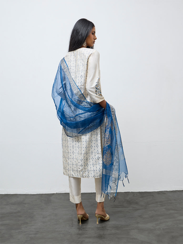 Vark Off-White Printed Straight Ethnic Set
