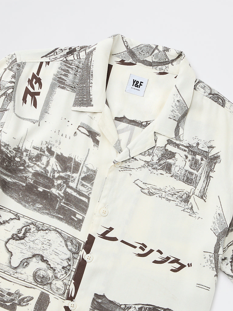 Boys Off-White Printed Shirt
