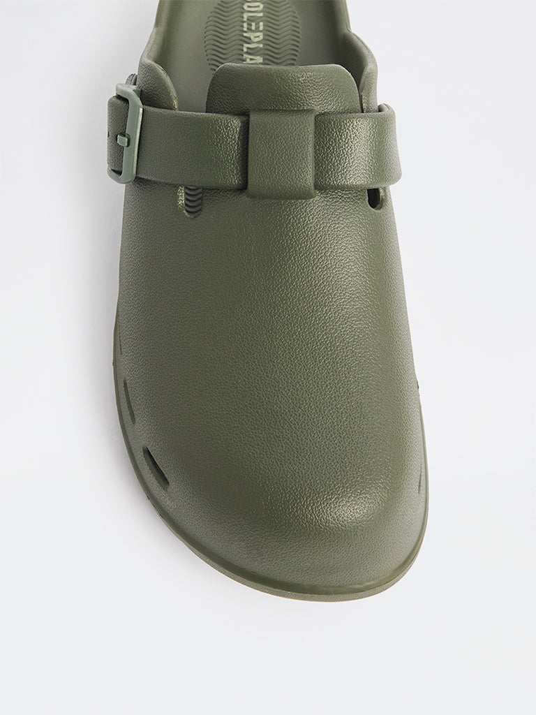SOLEPLAY Olive Perforated Clog Sandals