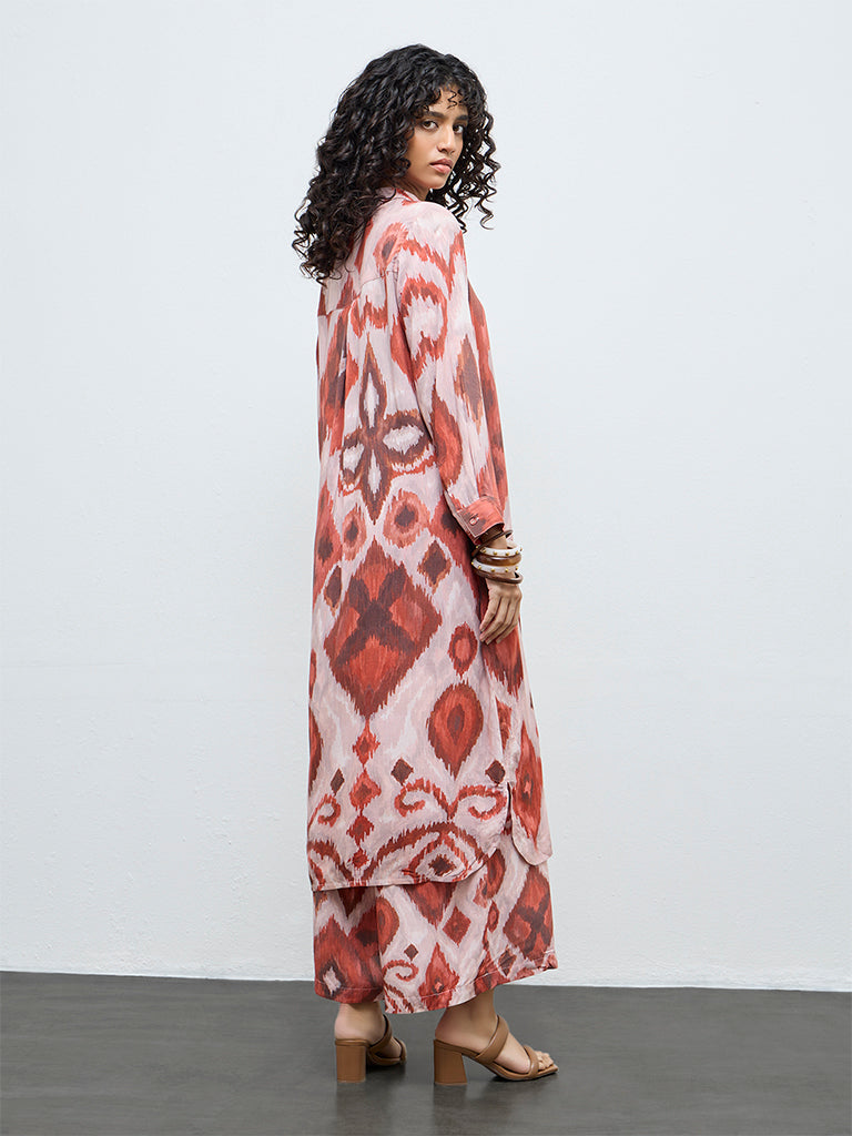 Utsa Light Pink Printed A-Line Kurta