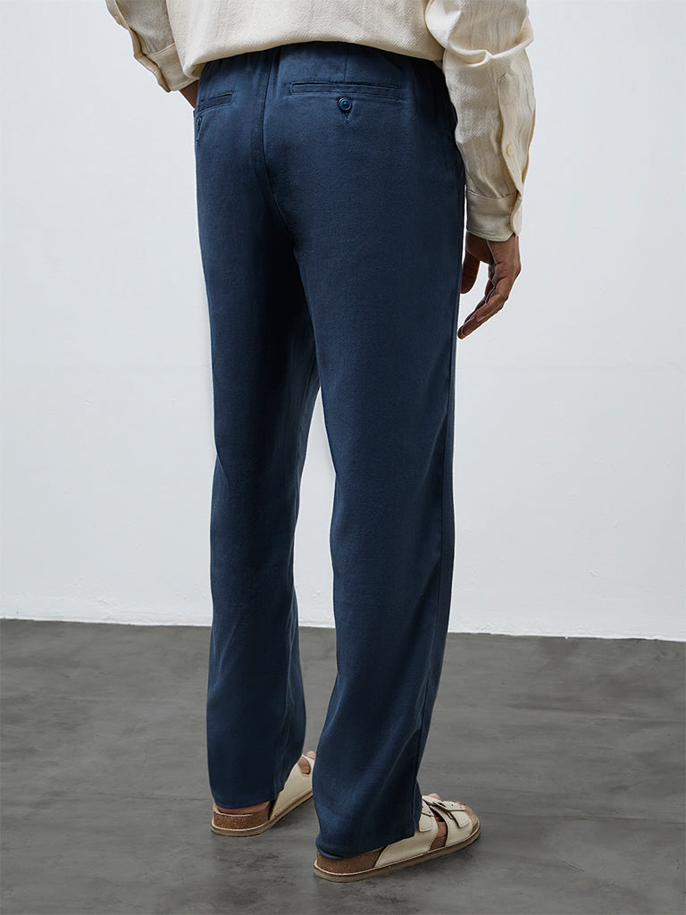 ETA Indigo Solid Relaxed-Fit Mid-Rise Cotton-Blend Chinos