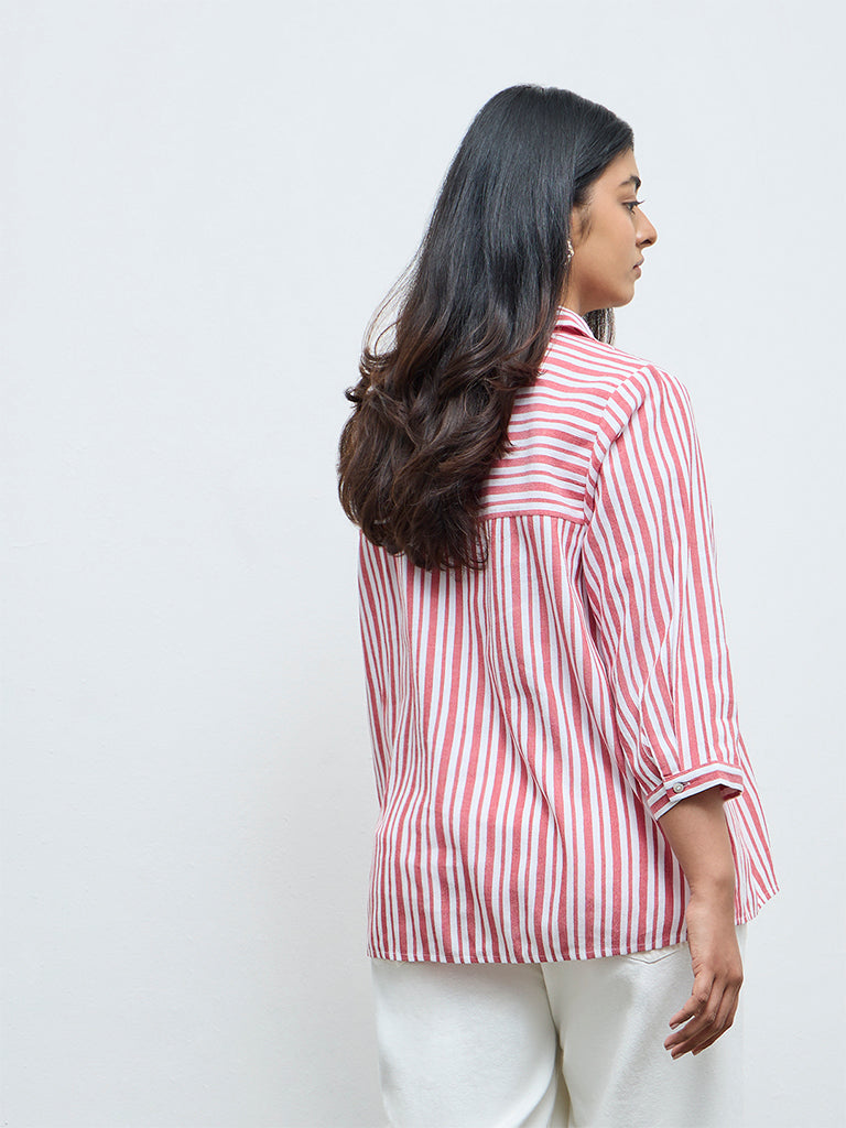 Gia Red and White Striped Blouse
