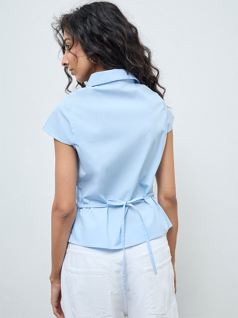 Nuon Light Blue Ruched Shirt
