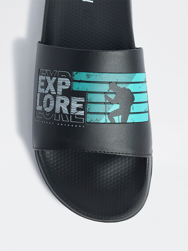 SOLEPLAY Black Graphic Design Pool Slides