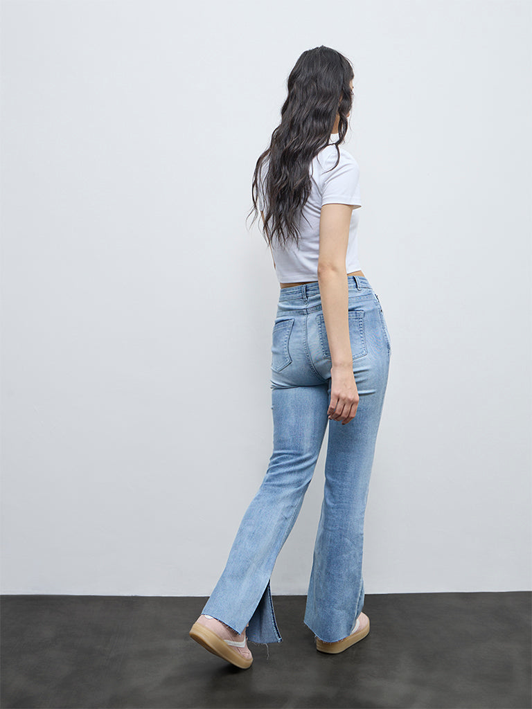 Nuon Light Blue Faded High-Rise Jeans