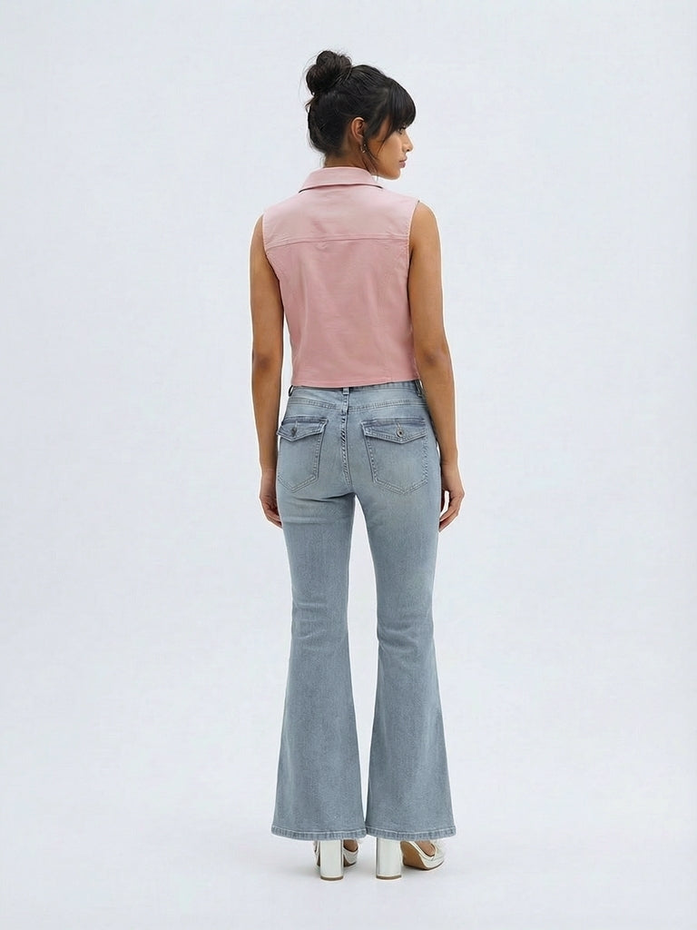 Nuon Light Blue High-Rise Bootcut Jeans