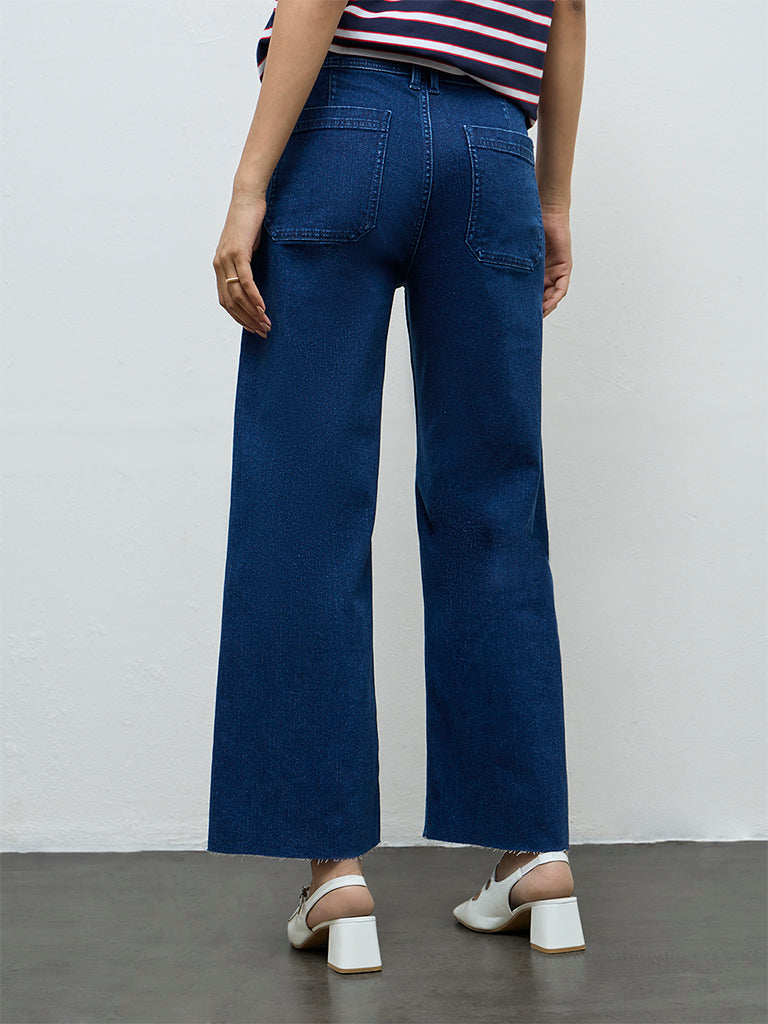 LOV Dark Blue Wide-Leg High-Rise Jeans