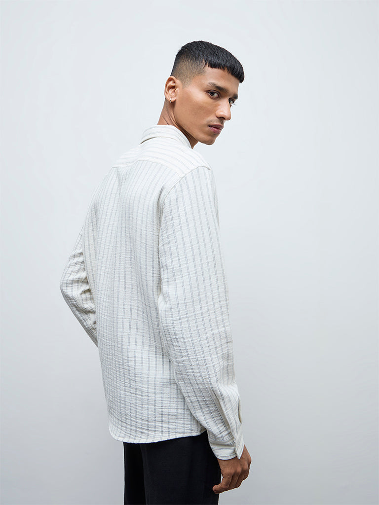 ETA Off-White Striped Relaxed-Fit Cotton Shirt