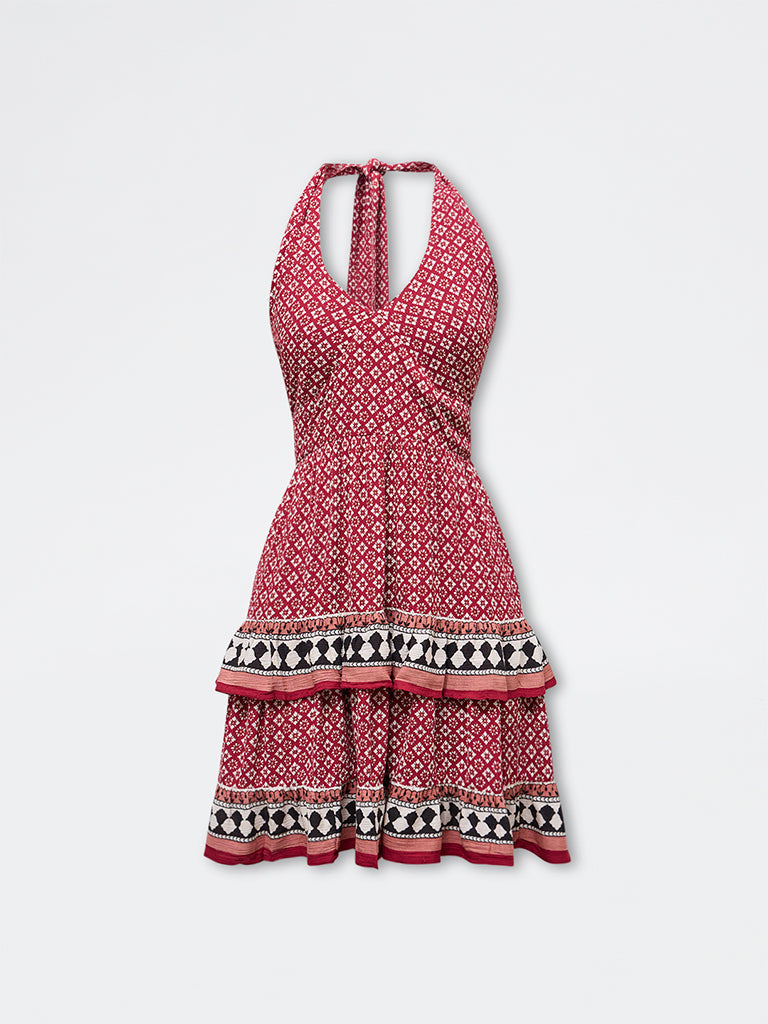 Bombay Paisley Red Printed Cotton A-Line Dress
