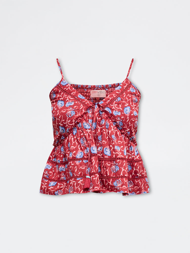 Bombay Paisley Red Floral Top
