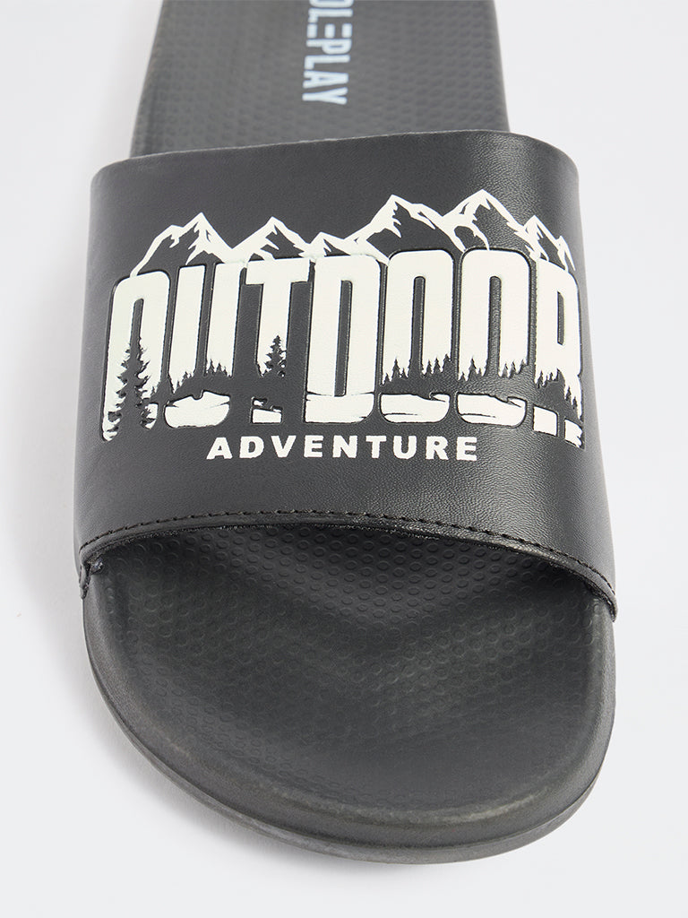 SOLEPLAY Black Printed Pool Slides