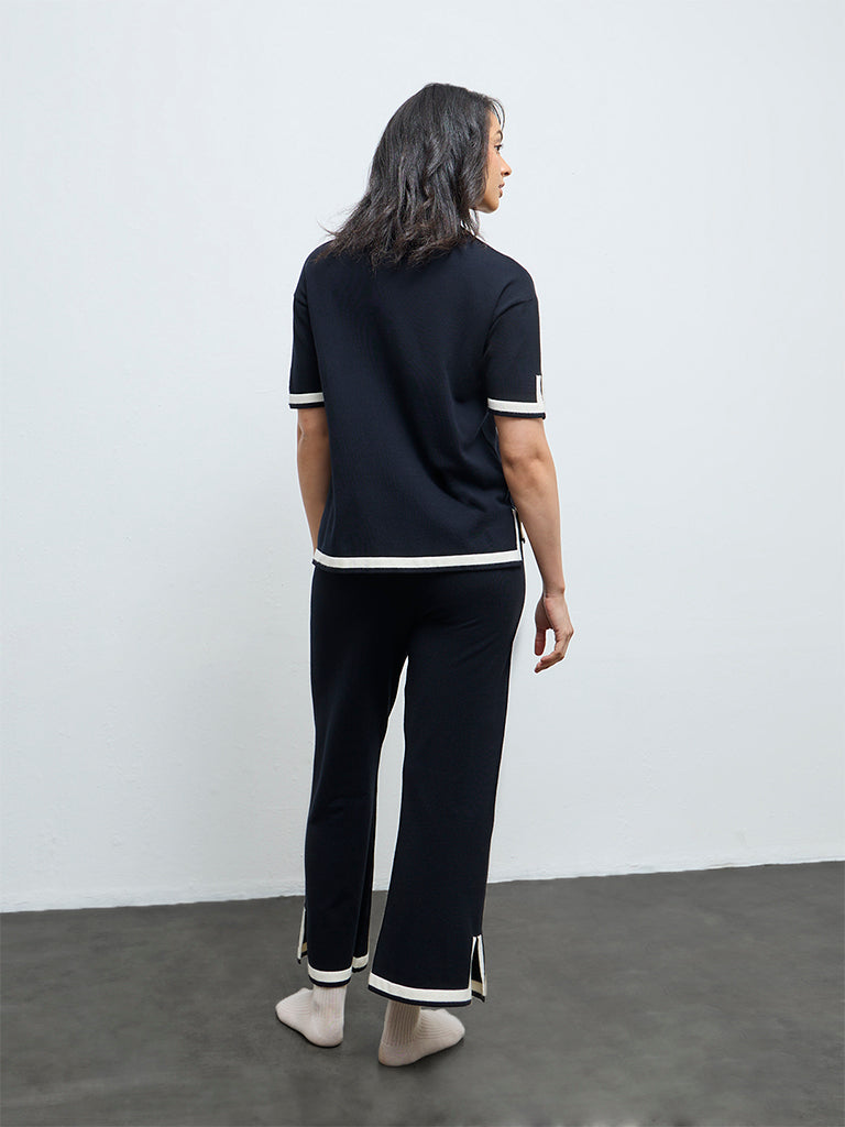 Wunderlove Black Contrast-Detail High-Rise Pants