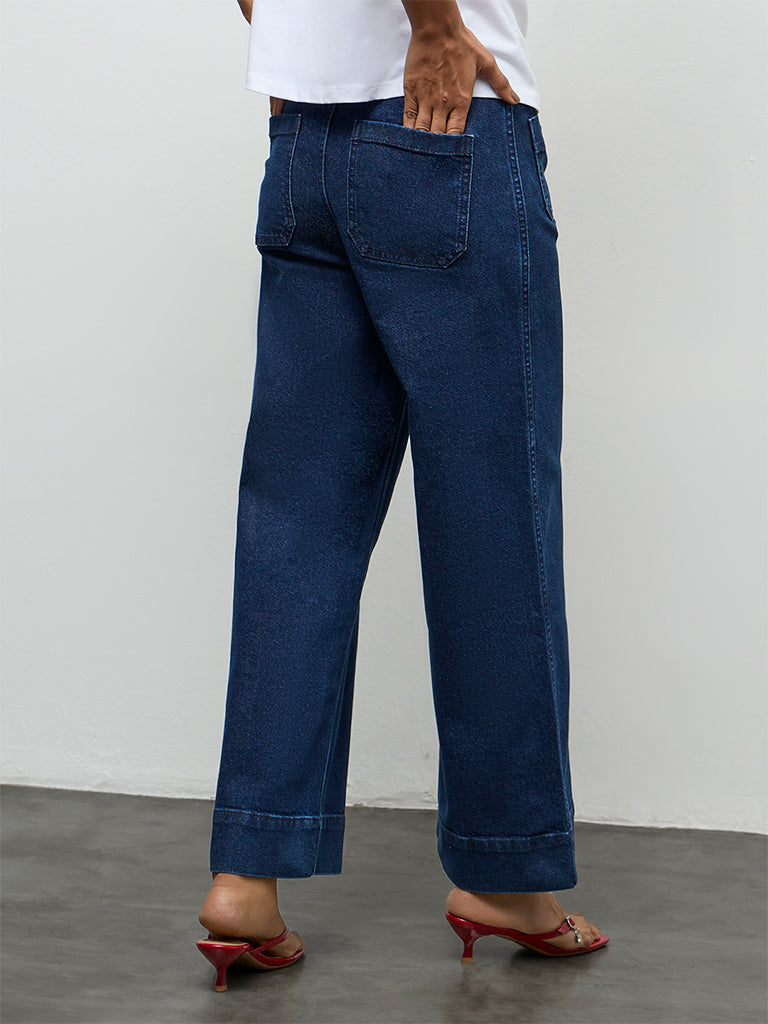 LOV Blue Solid High-Rise Jeans