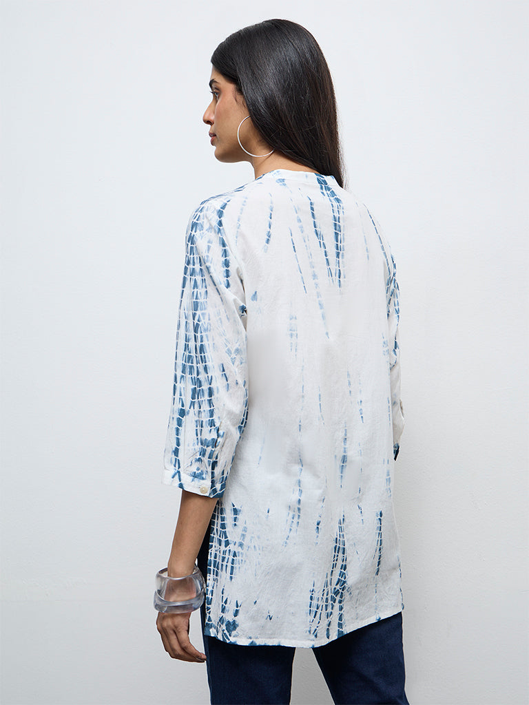 Utsa Blue Tie-Dye High-Low Cotton Tunic