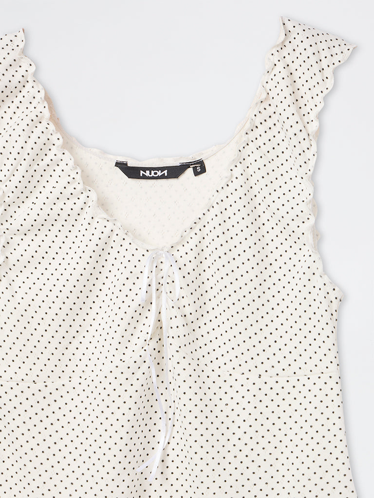 Nuon White Polka Dot Top
