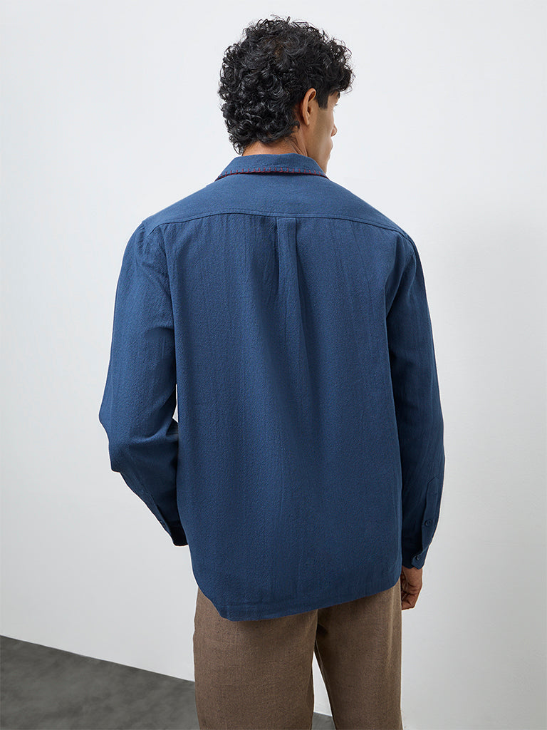 ETA Brown Embroidered Relaxed-Fit Cotton Jacket