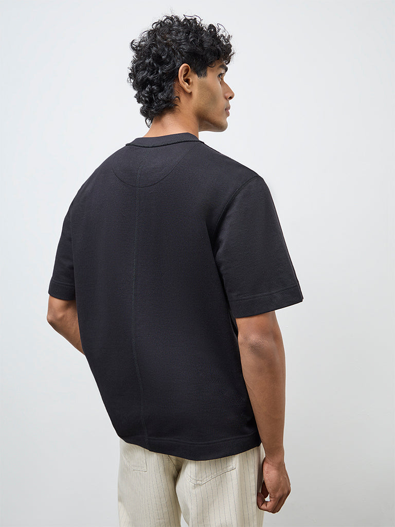 Nuon Black Text Design Relaxed-Fit Cotton T-Shirt