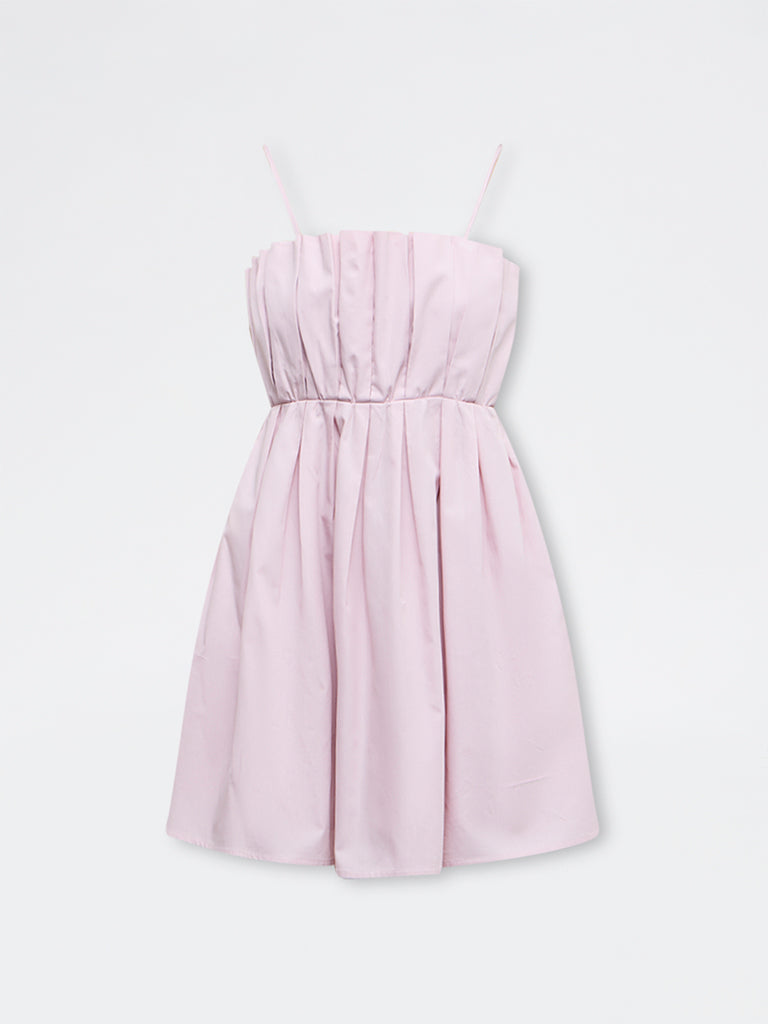 Nuon Dusty Pink Pleated A-Line Dress