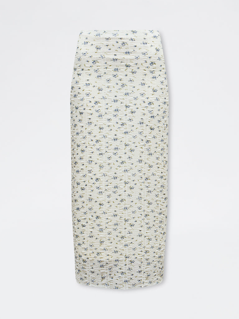 Nuon Off-White Floral High-Rise Skirt
