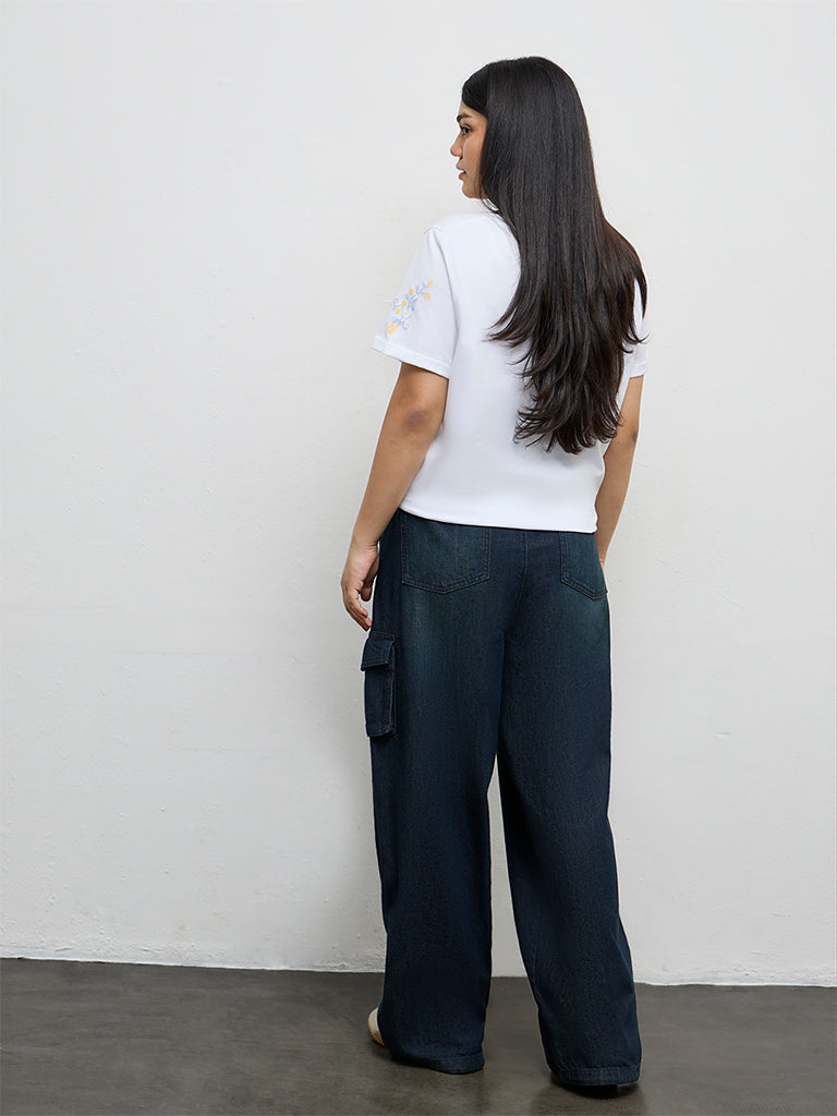 Gia Dark Green Cargo-Style High-Rise Jeans