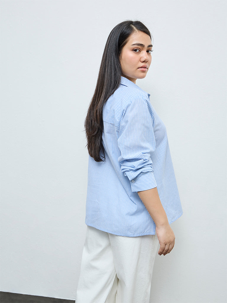 Gia Blue Striped Cotton Shirt