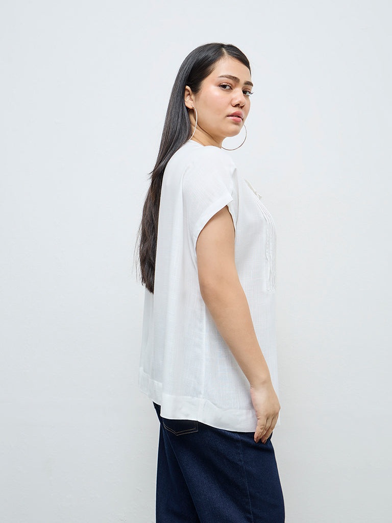 Gia White Pintuck-Detail Blouse
