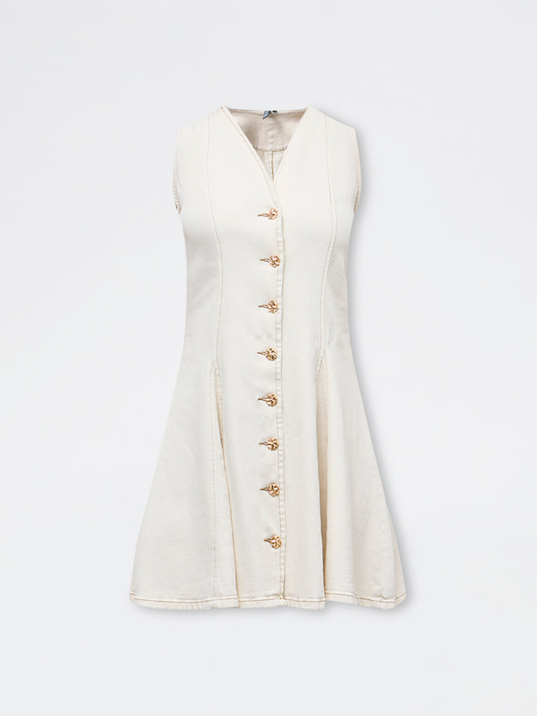 LOV Off-White Denim A-Line Dress