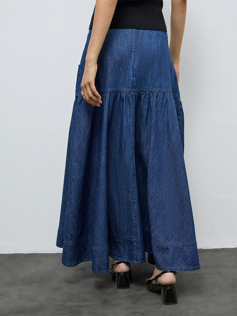 LOV Dark Blue High-Rise Denim Skirt