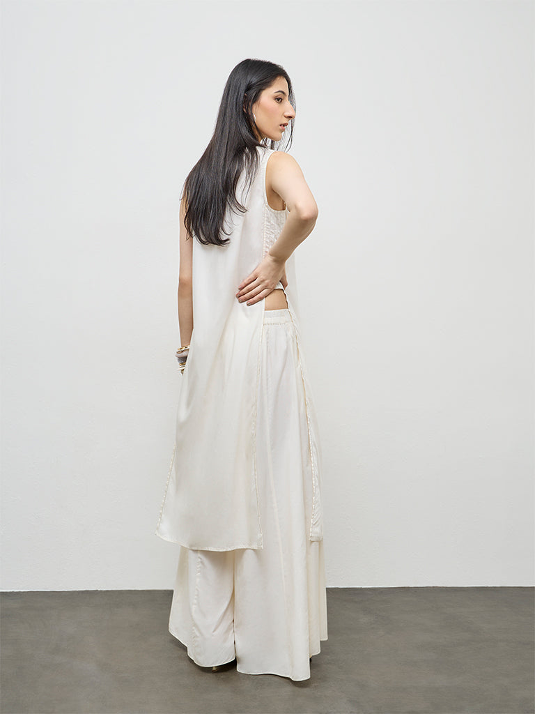Vark Off-White Embroidered A-Line Ethnic Set