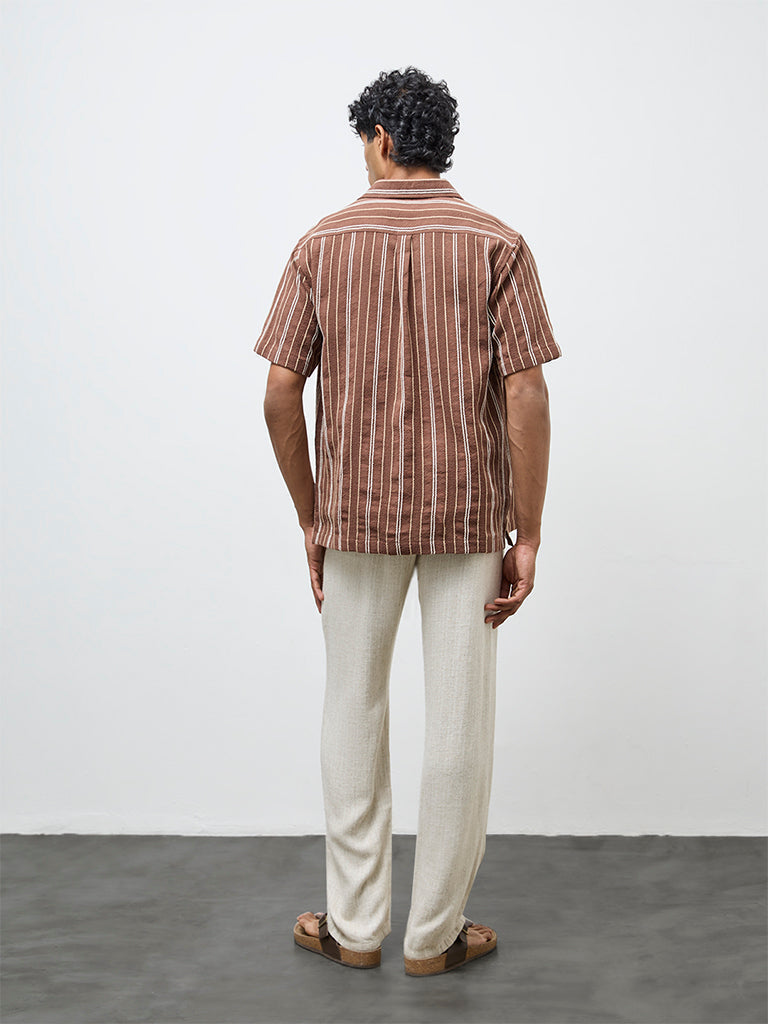 ETA Off-White Textured Relaxed-Fit Mid-Rise Chinos