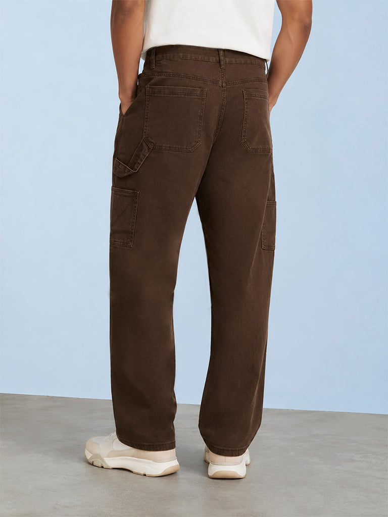 Nuon Dark Brown Relaxed-Fit Mid-Rise Jeans