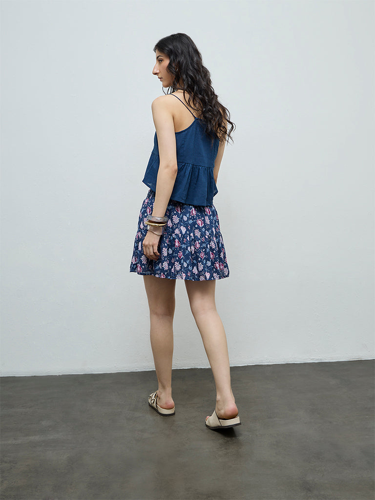 Bombay Paisley Blue Floral Cotton Skirt