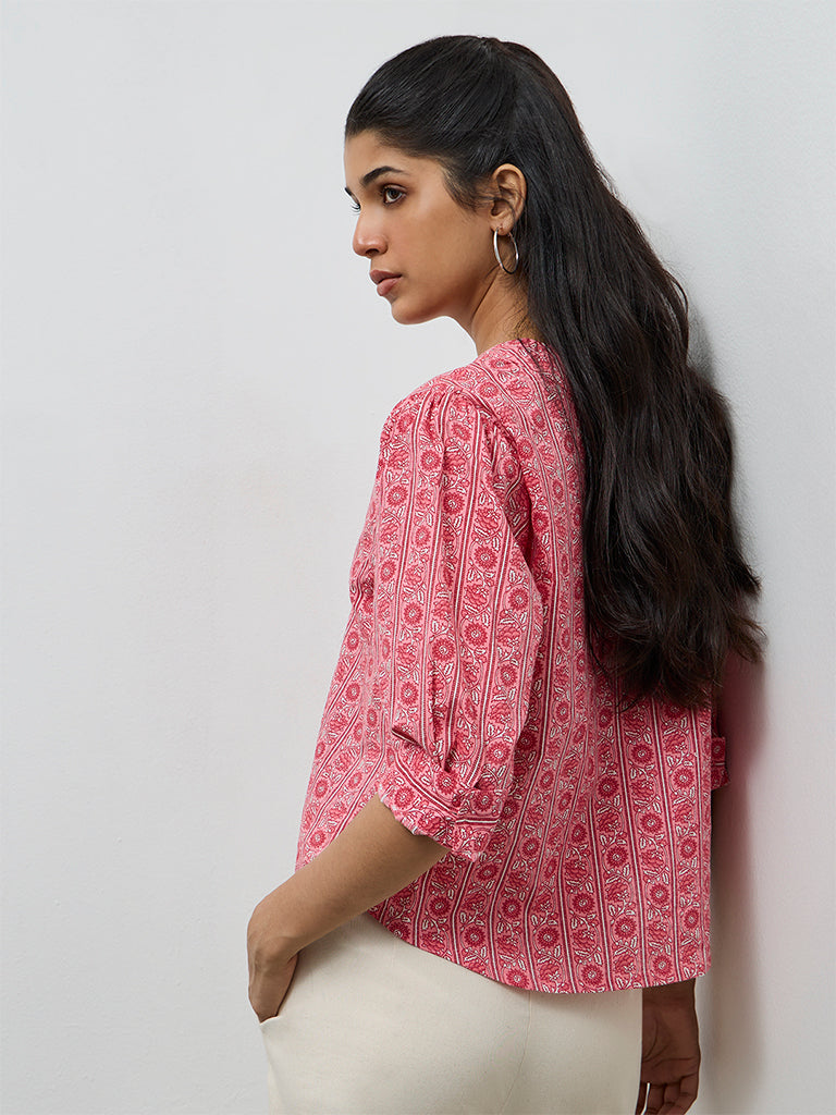 Utsa Pink Floral Printed Cotton Tunic